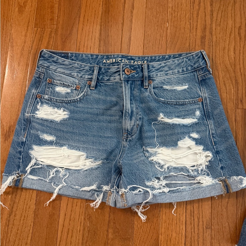 American Eagle Outfitters Distressed Light Blue Denim Shorts